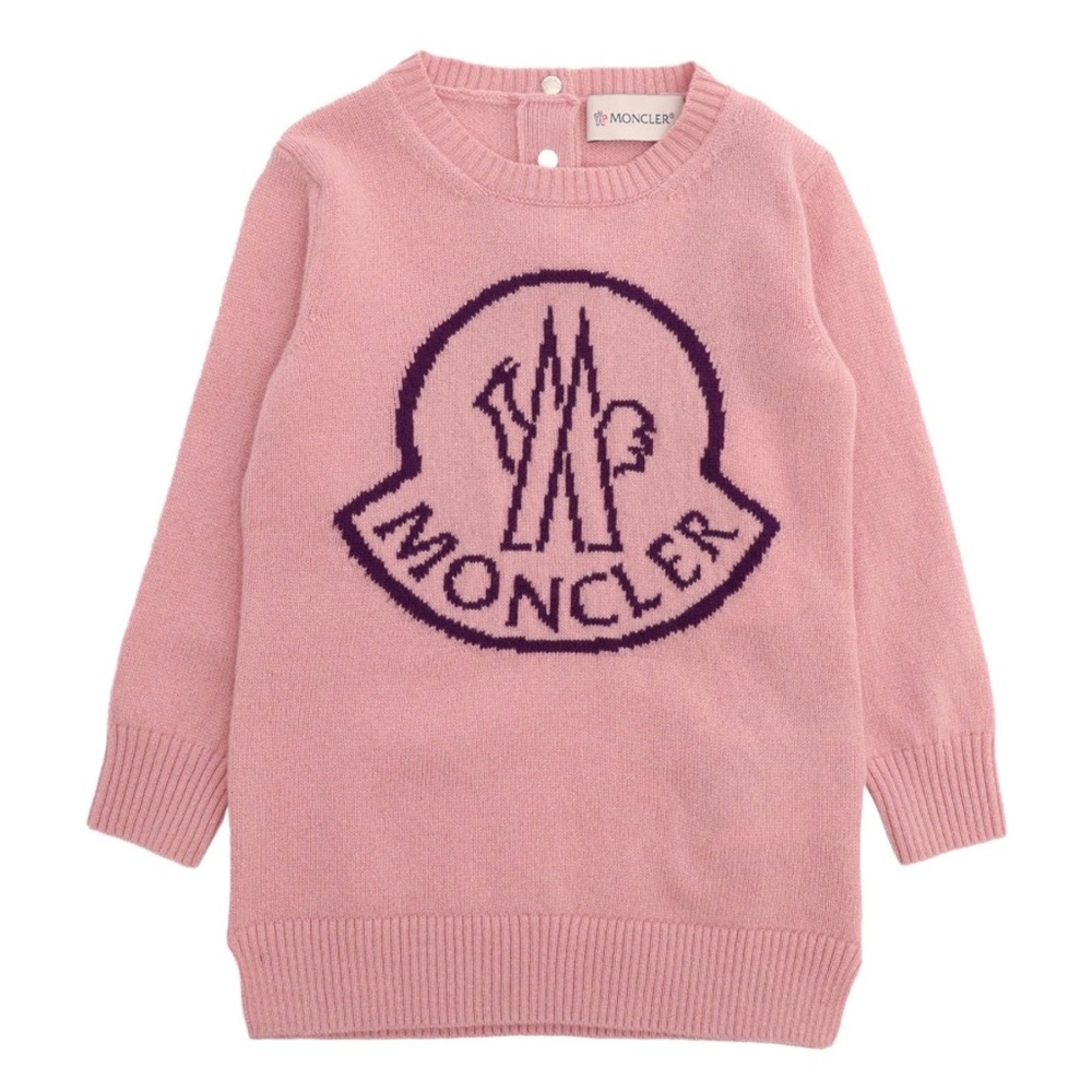 NWT Moncler Cashmere Sweater Dress Intarsia Logo, Toddler Girl’s Size 2